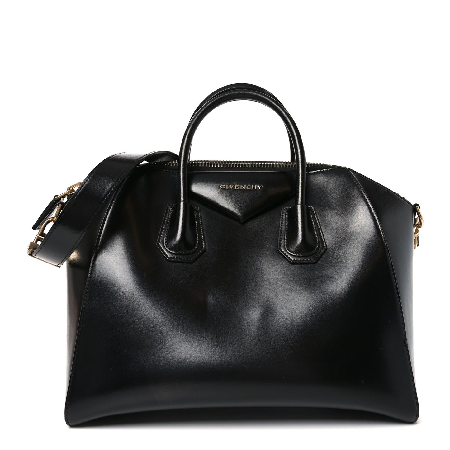 Shiny Lord Calfskin Medium Antigona Black