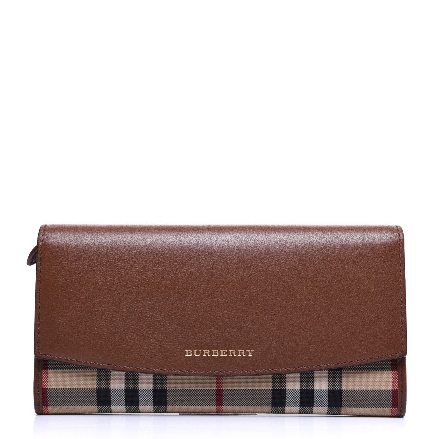 Burberry Calfskin Haymarket Check Henley Wallet Tan 1 of 10