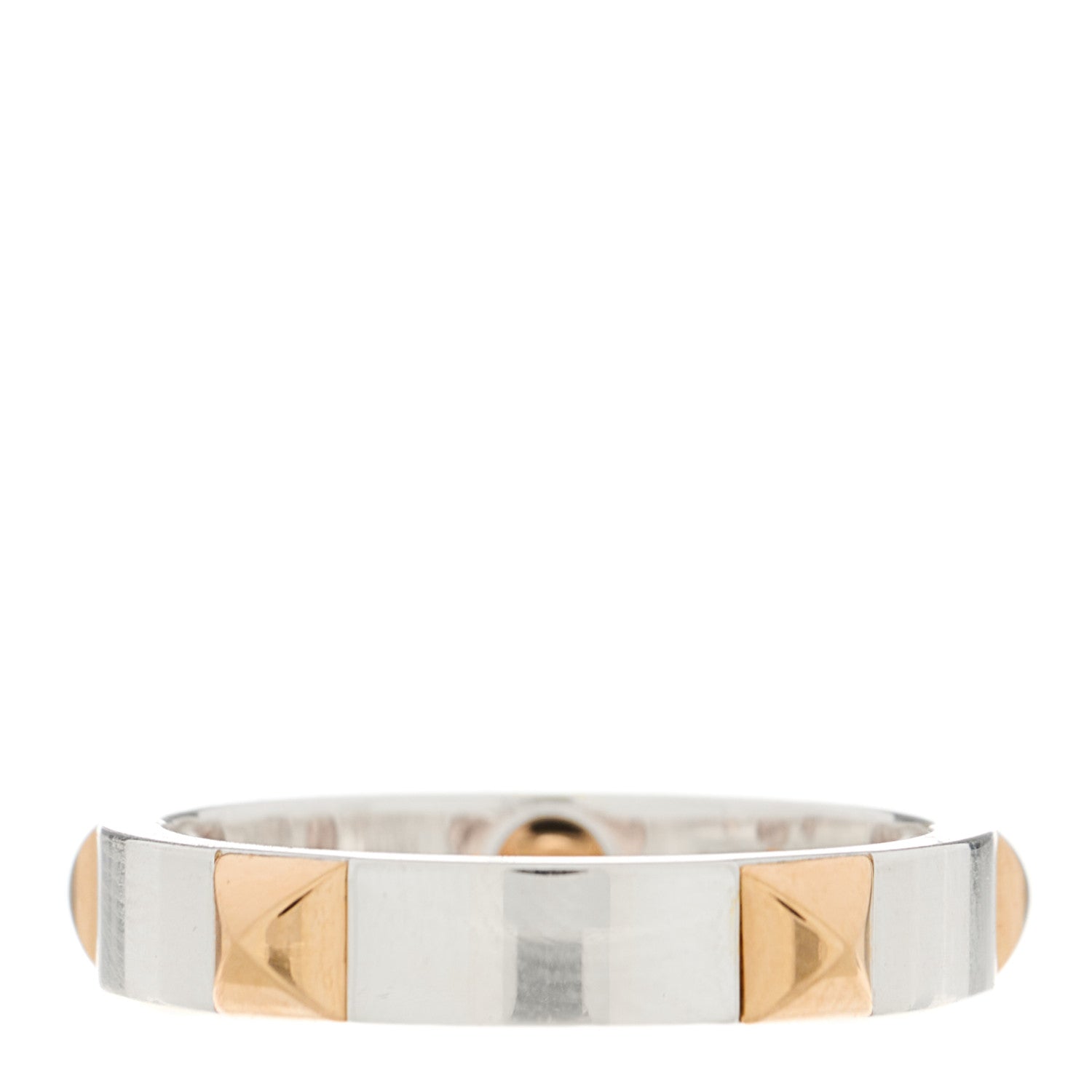 Hermes Sterling Silver 18K Rose Gold Clou d' H Ring 59 8.75 3 of 7