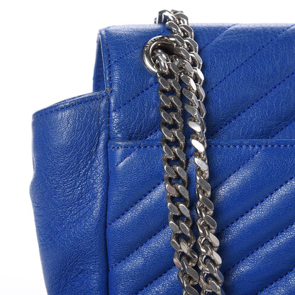 Saint Laurent Sheepskin Matelasse Medium Monogram College Punk Chain Satchel Blue Majorelle 10 of 16