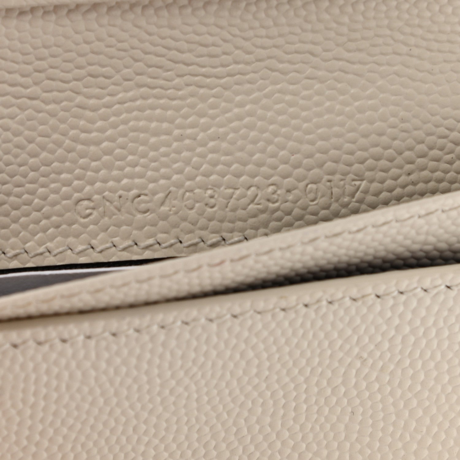 Saint Laurent Grain De Poudre Matelasse Chevron Monogram Compact Zip Around Wallet Crema Soft 6 of 9