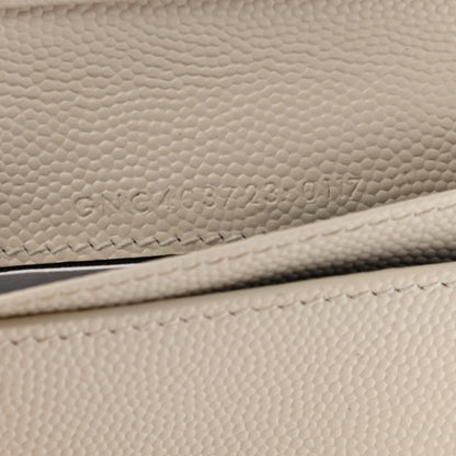 Saint Laurent Grain De Poudre Matelasse Chevron Monogram Compact Zip Around Wallet Crema Soft 6 of 9