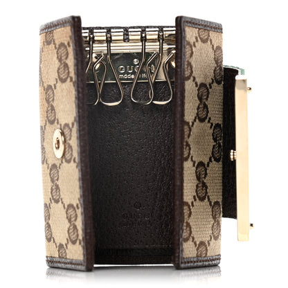 Gucci Monogram Calfskin Ladies Web 6 Key Holder Case Beige Ebony Cocoa 5 of 13
