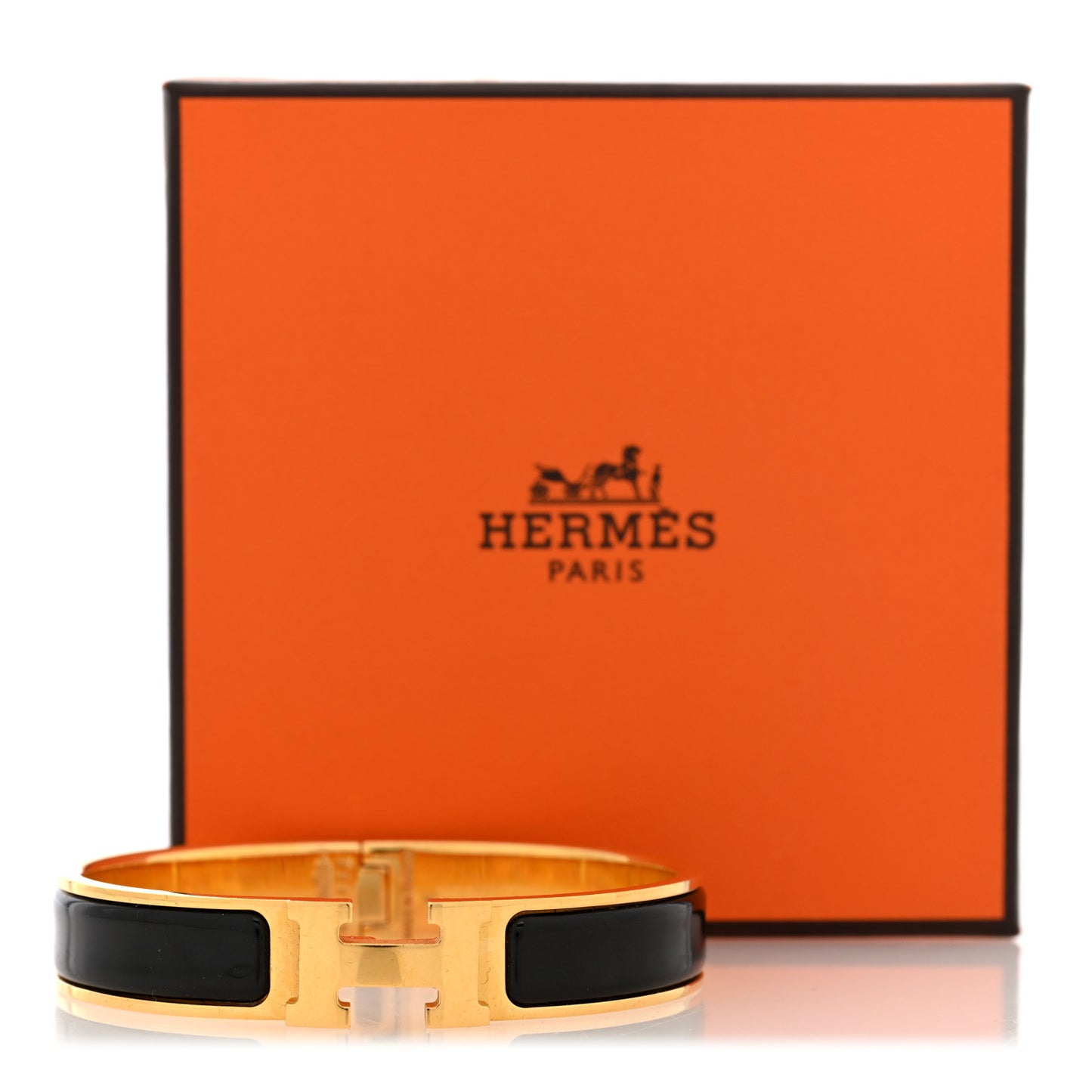 Enamel Narrow Clic Clac H Bracelet PM Black