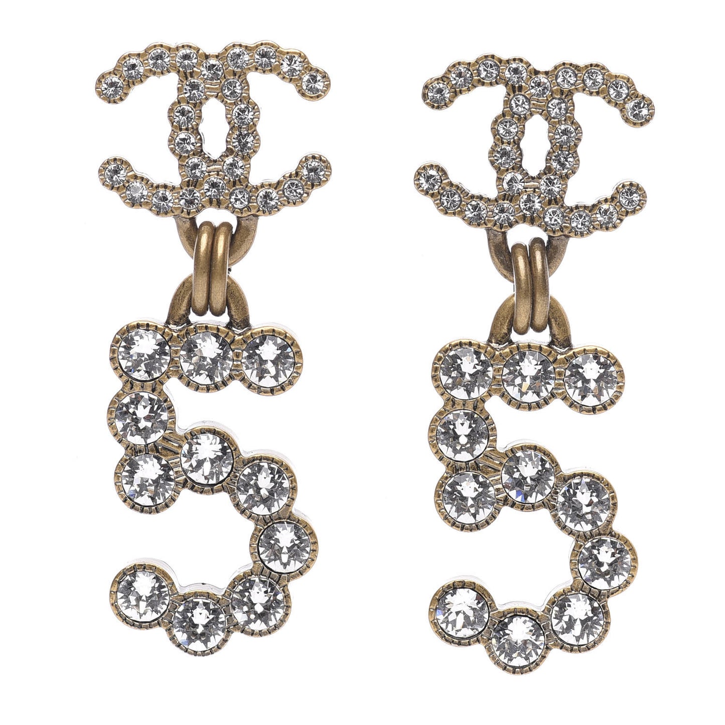 Metal Crystal City of Lights No 5 Drop Earrings Gold