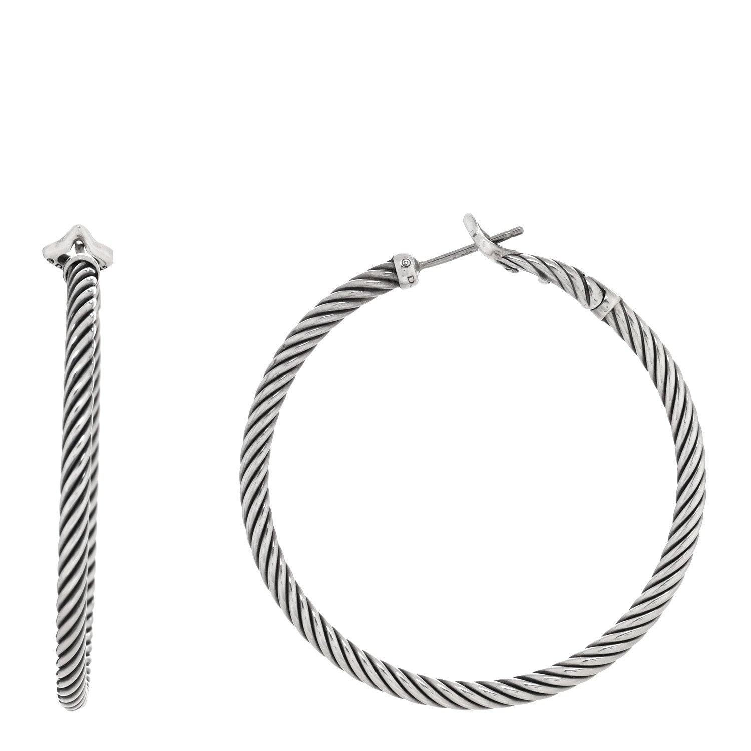 David Yurman Sterling Silver Medium Cable Classics Hoop Earrings 1 of 4