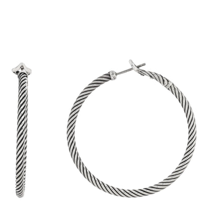 David Yurman Sterling Silver Medium Cable Classics Hoop Earrings 1 of 4
