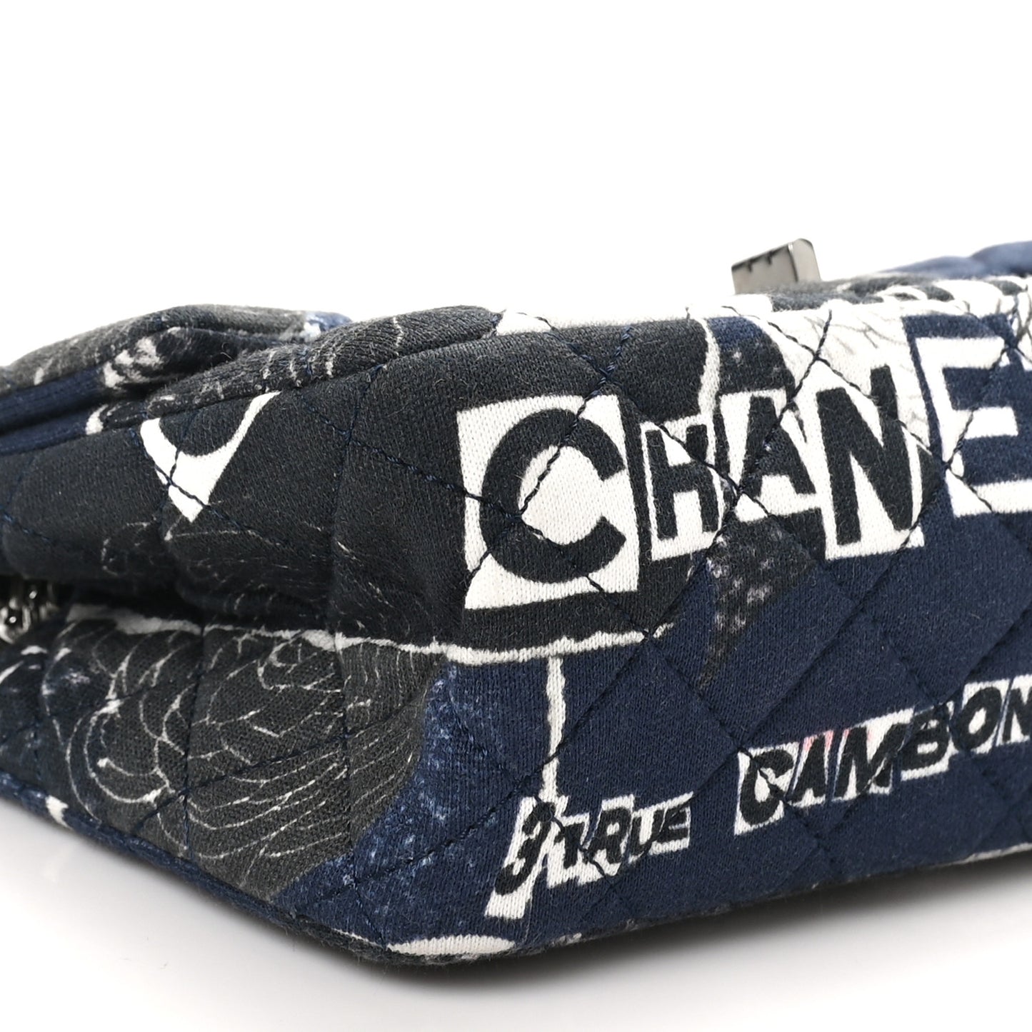 Jersey Quilted Camellia 2.55 Reissue Mini Flap Black Blue White