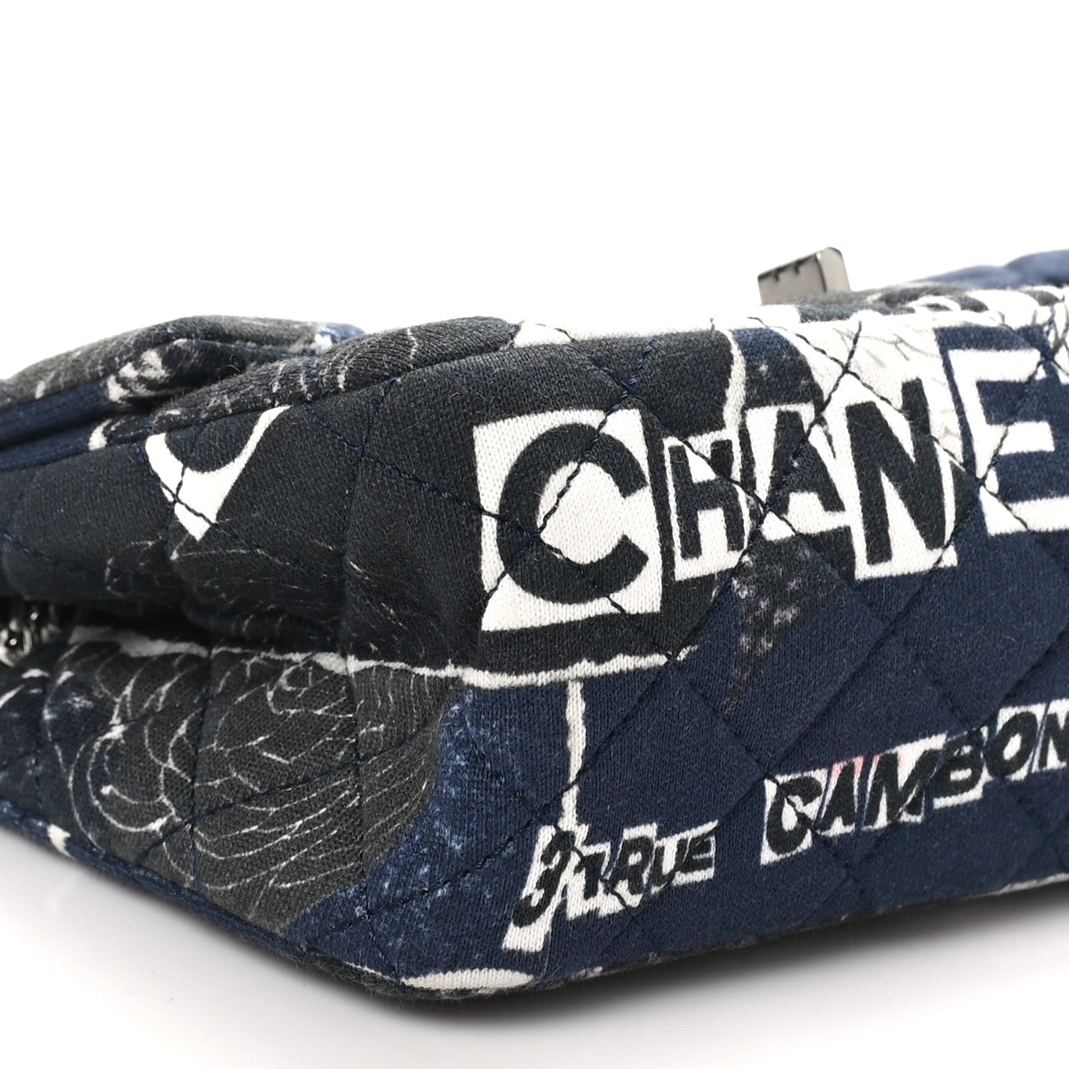 Chanel Jersey Quilted Camellia 2.55 Reissue Mini Flap Black Blue White 9 of 11