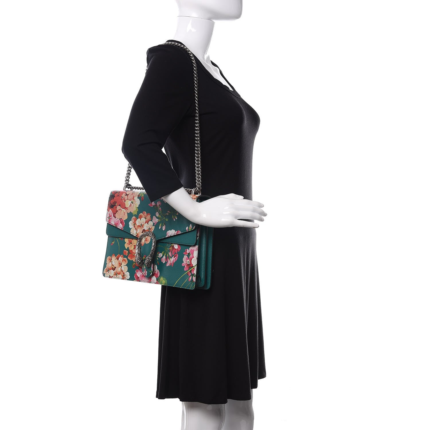 Gucci Calfskin Blooms Print Medium Dionysus Shoulder Bag Bright Emerald Multicolor 2 of 10