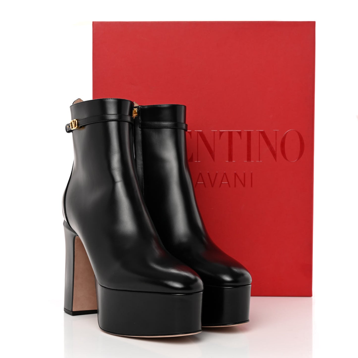 Calfskin Tan-Go Platform 50/120mm Ankle Boots 41 Black