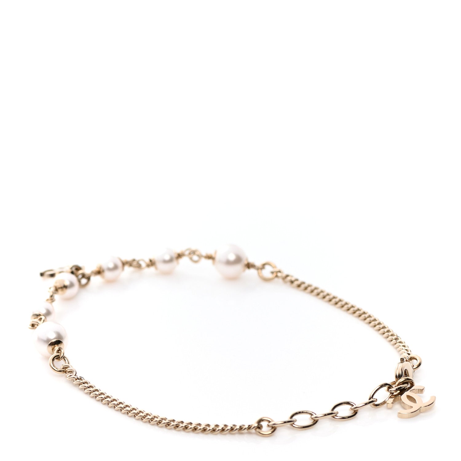 Chanel Pearl CC Chain Anklet Gold Pearly White 3 of 4