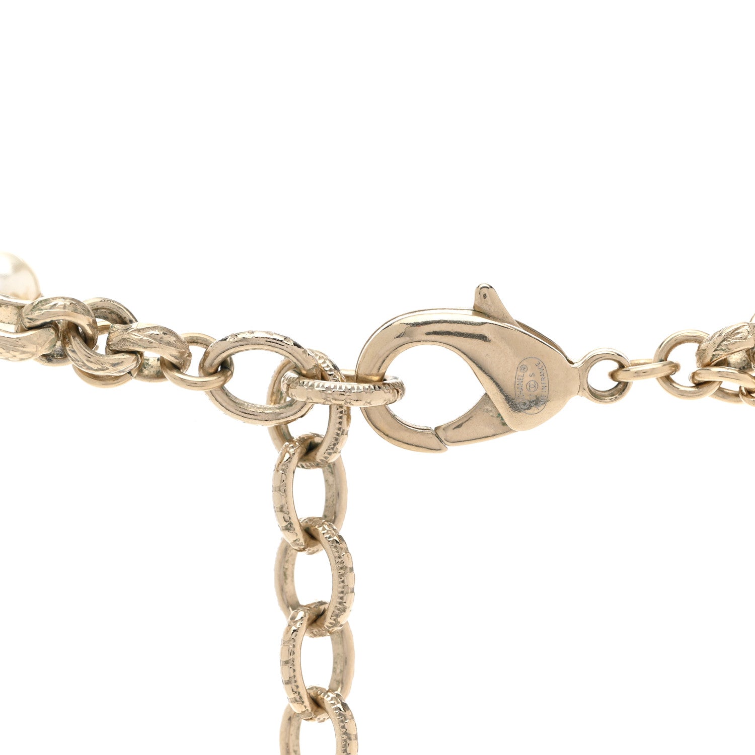 Chanel Crystal Pearl CC Long Necklace Silver 5 of 5