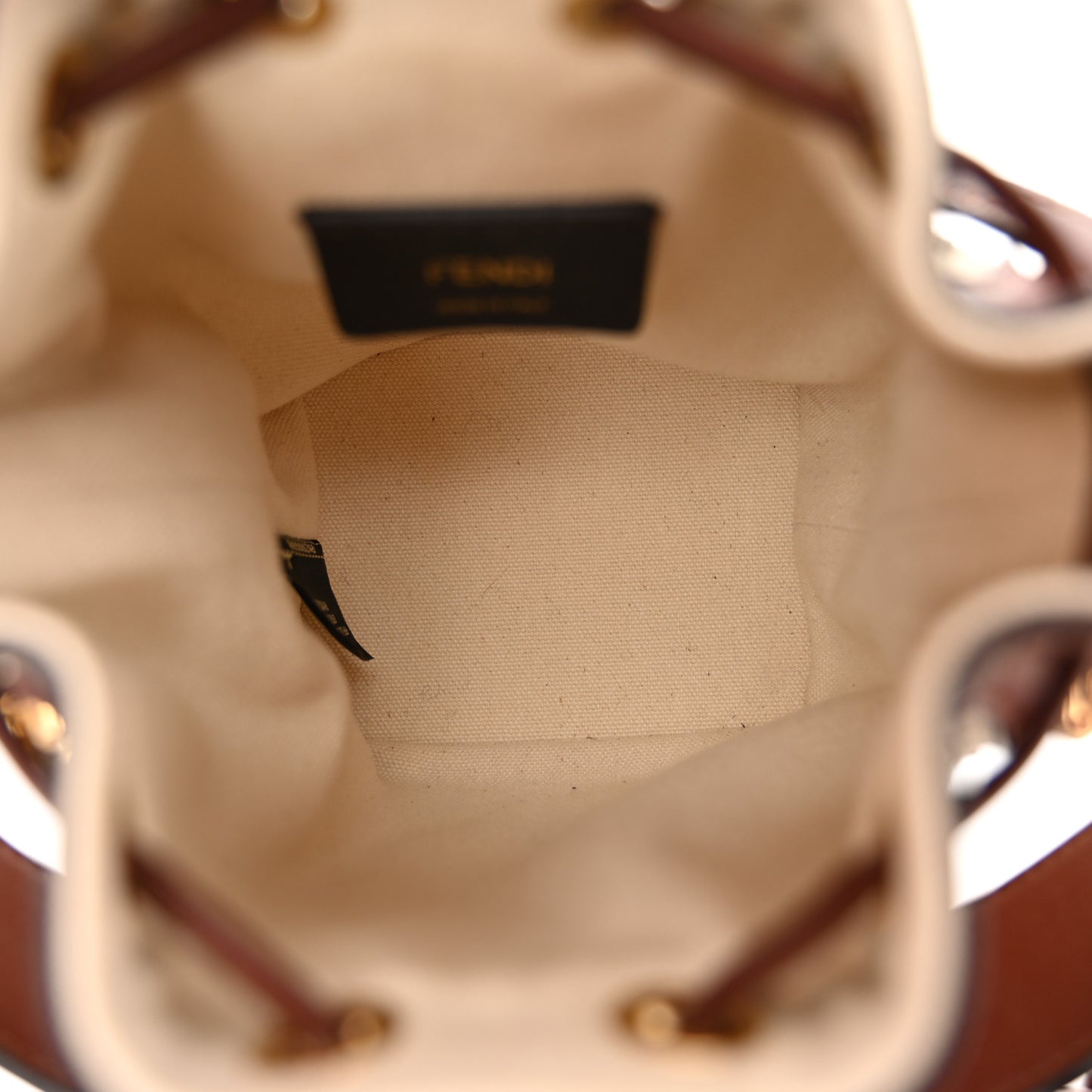 Sardinian Jacquard Vitello King F is Fendi FF 1974 Embroidered Mini Mon Tresor Bucket Bag Corda Praline