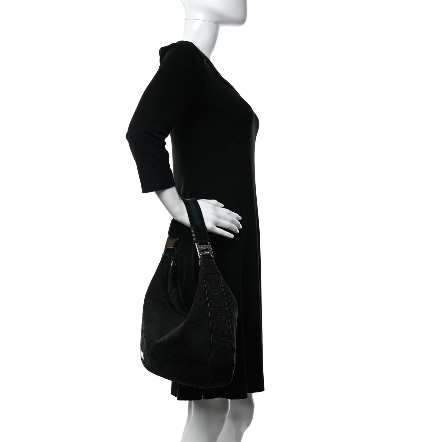 Canvas Horsebit Hobo Black