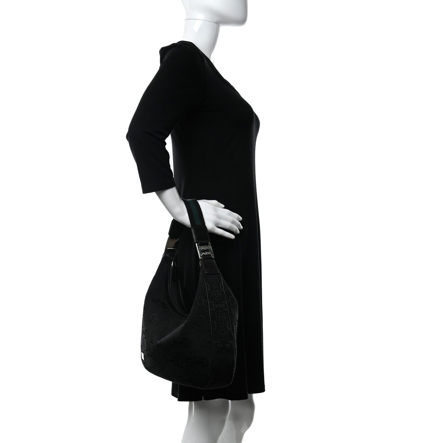 Gucci Canvas Horsebit Hobo Black 2 of 12