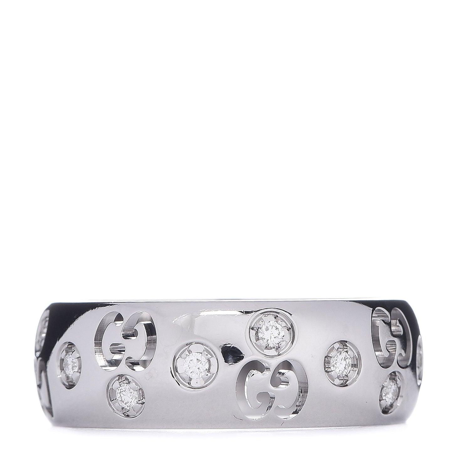 18K White Gold Diamond 6mm Icon Band Ring 51 5.75