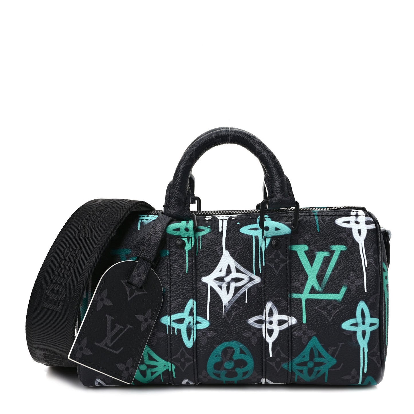 Monogram Eclipse LV Graffiti Keepall Bandouliere 25 Green Lights