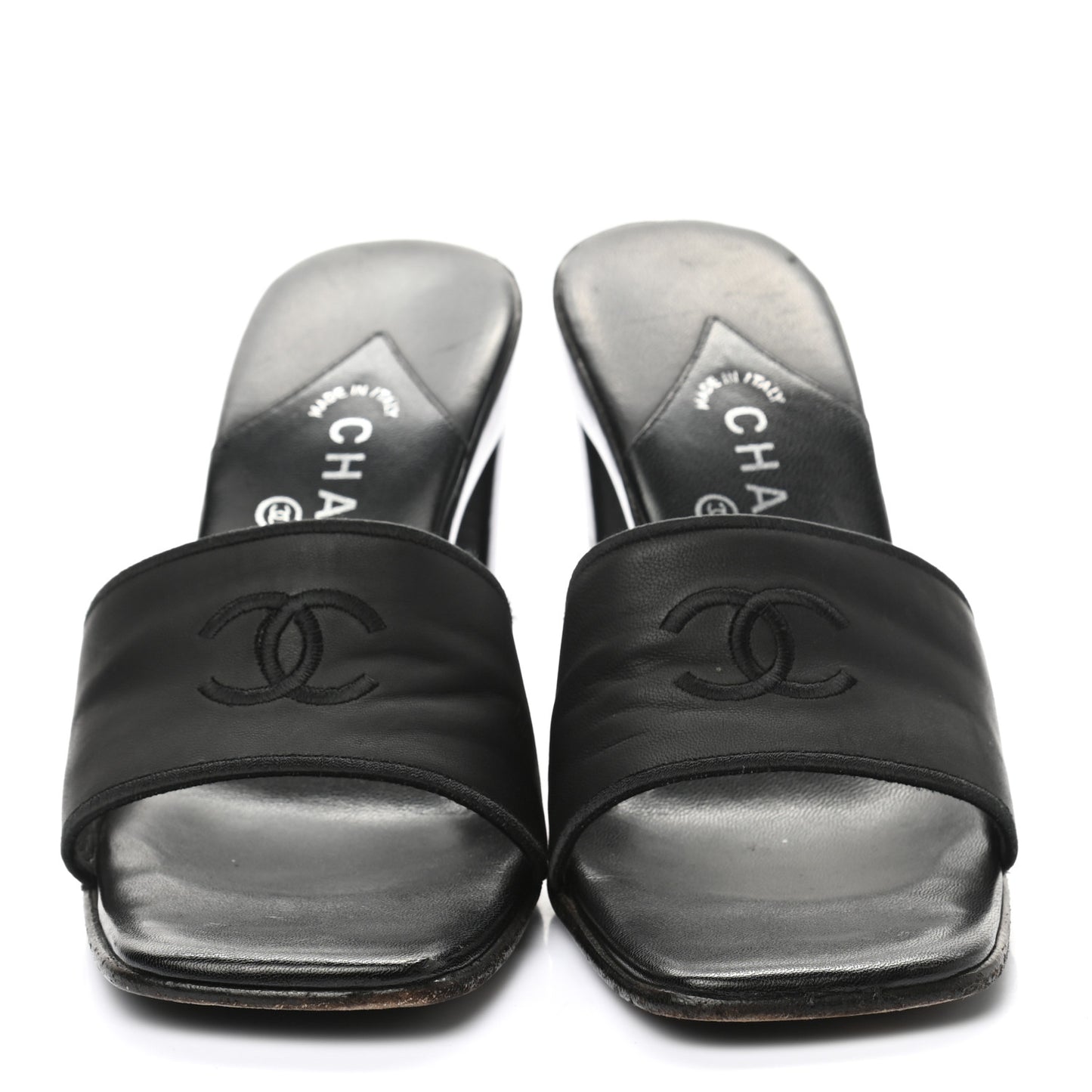 Lambskin CC Sandal Mules 40 Black