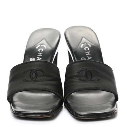 Chanel Lambskin CC Sandal Mules 40 Black 2 of 12