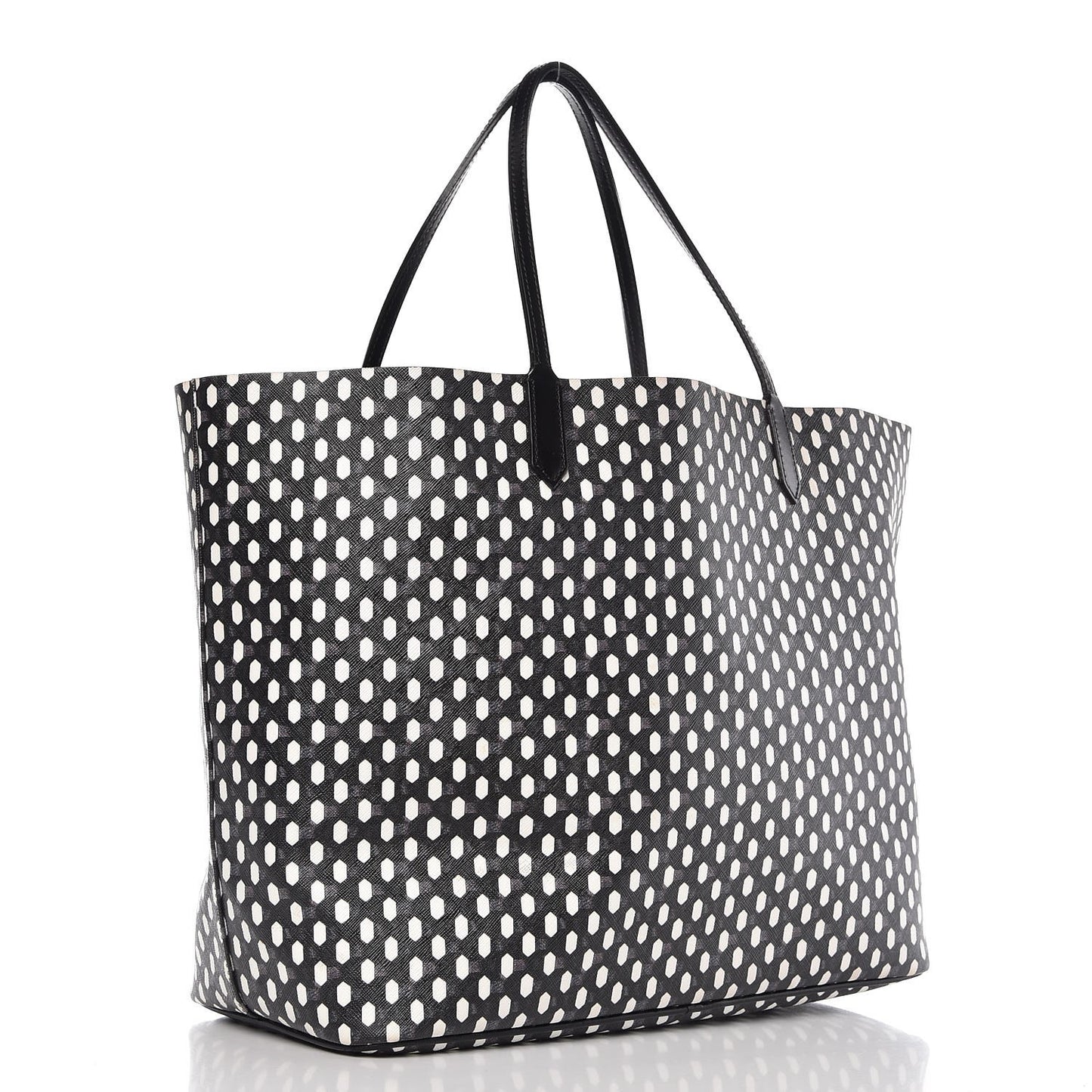 Coated Canvas Large Antigona Tote Black White