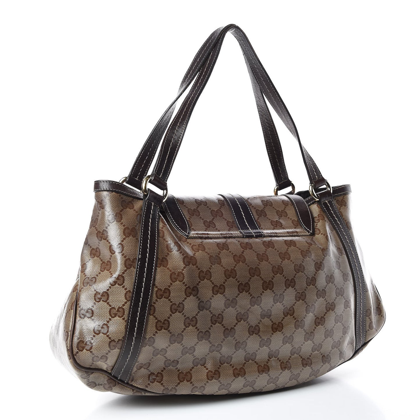 Crystal Monogram Duchessa Flap Shoulder Bag Dark Brown