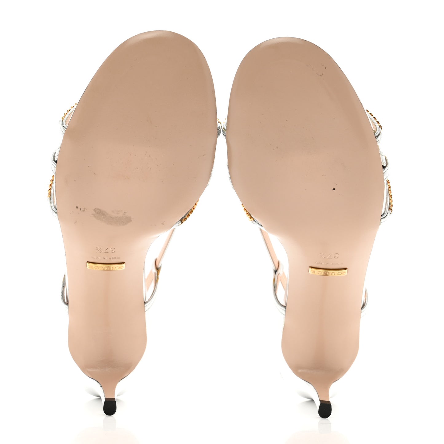 Metallic Nappa Chain Sandals 37.5 Silver