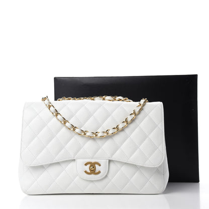 Chanel Caviar Quilted Jumbo Single Flap White 11 of 11