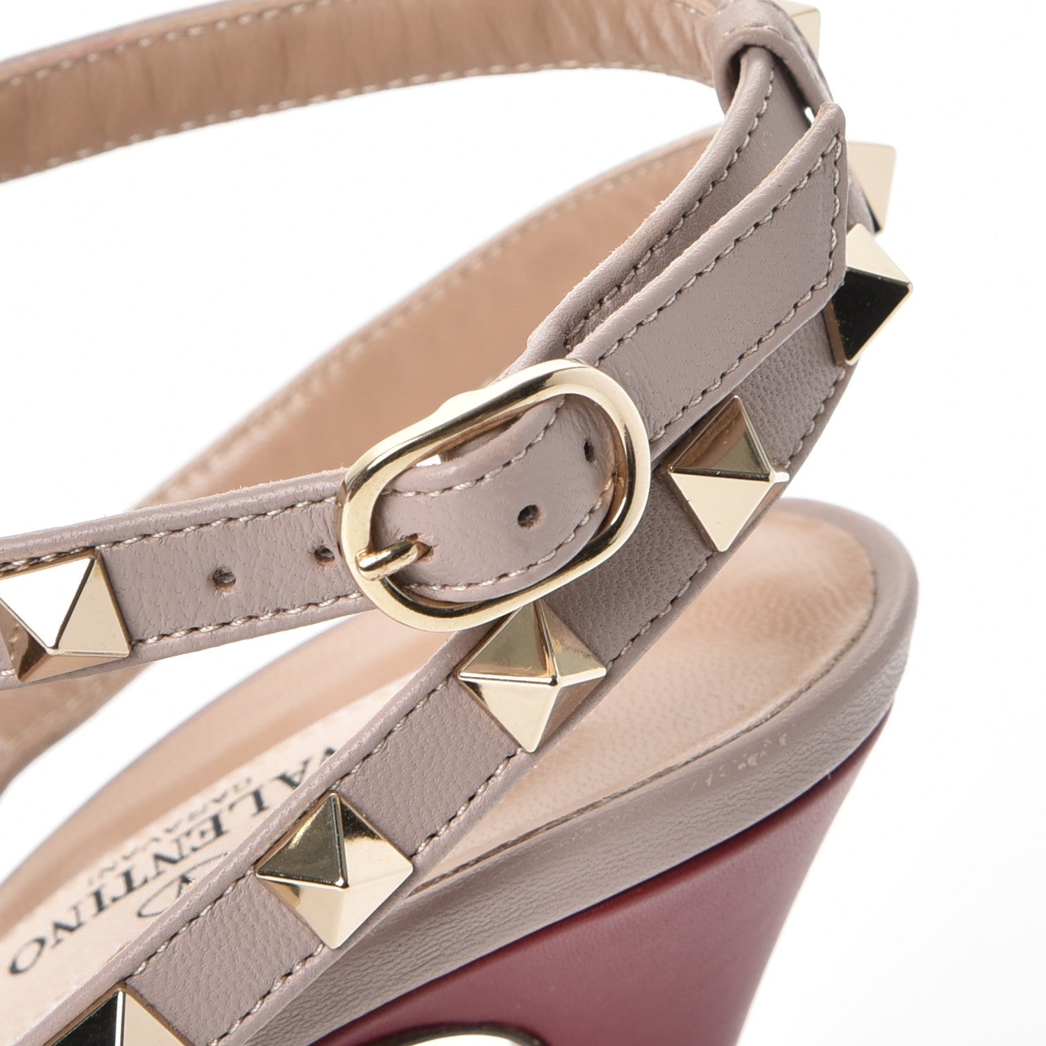 Valentino Garavani Calfskin Nappa Rockstud Ankle Strap 100mm Pumps 40 Rubino Poudre 9 of 9