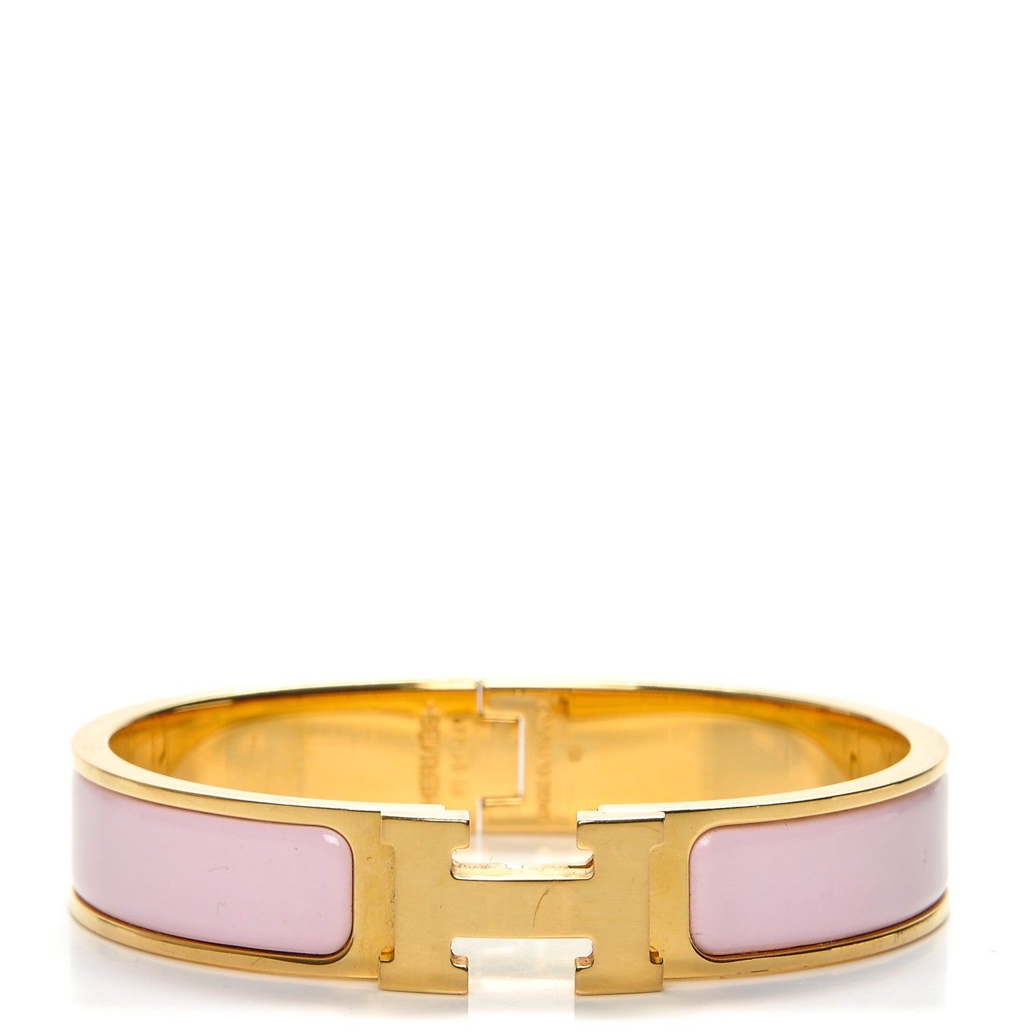 Hermes Enamel Narrow Clic Clac H Bracelet PM Rose Dragee 1 of 5