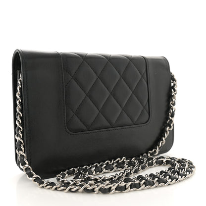 Chanel Sheepskin Quilted Mini Vintage Mademoiselle Wallet On Chain WOC Black 3 of 12
