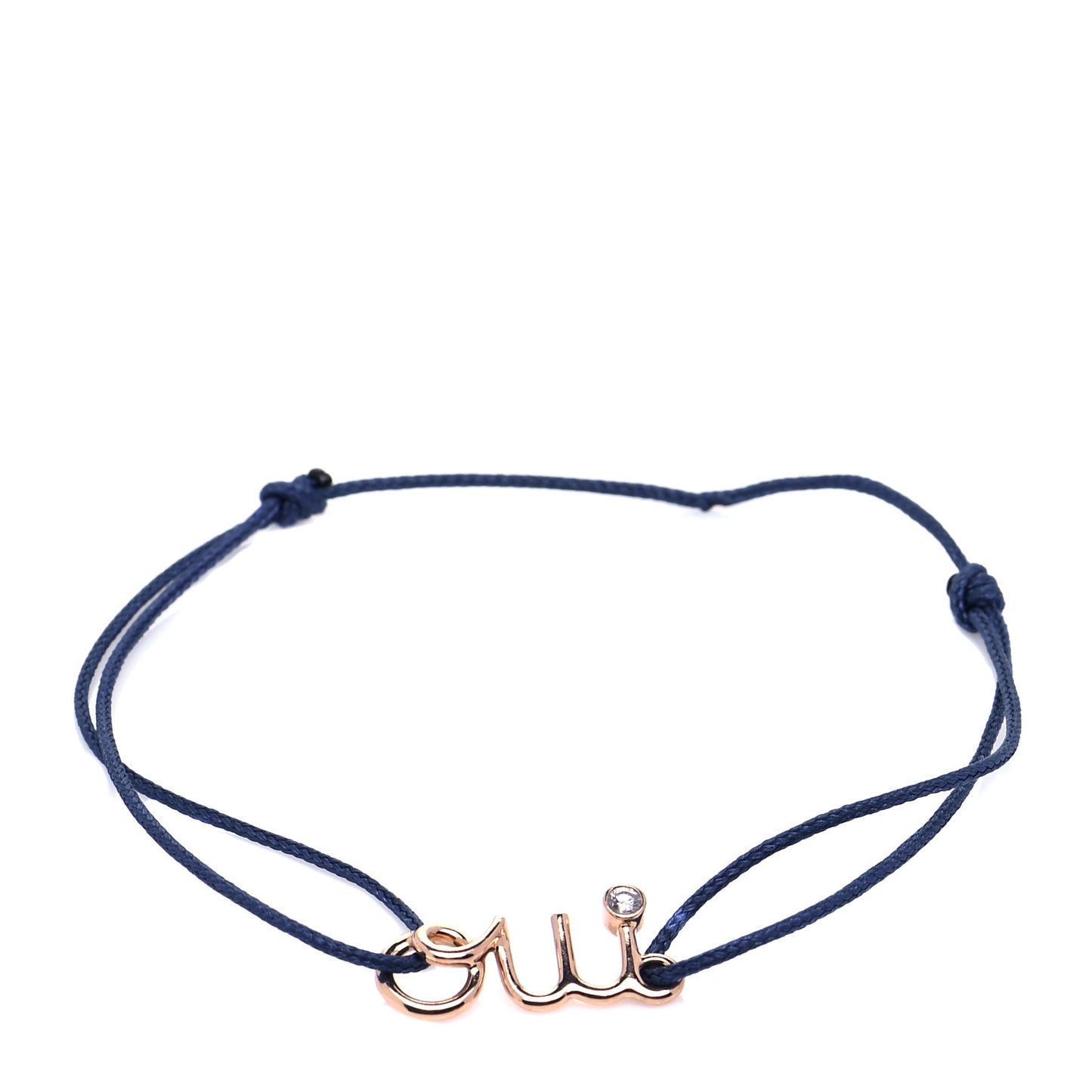 18K Yellow Gold Diamond Oui Cord Bracelet Navy