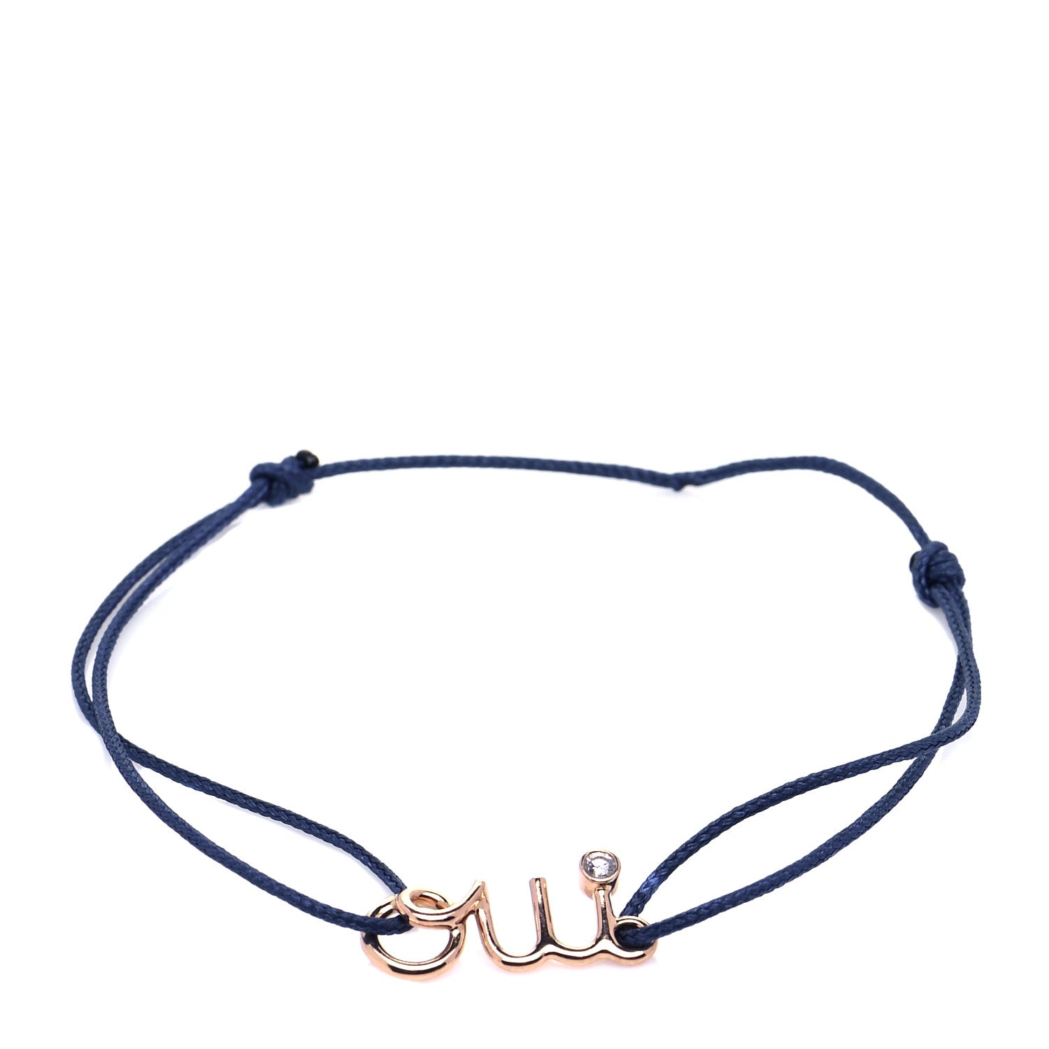 Christian Dior 18K Yellow Gold Diamond Oui Cord Bracelet Navy 1 of 6