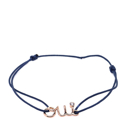 Christian Dior 18K Yellow Gold Diamond Oui Cord Bracelet Navy 1 of 6