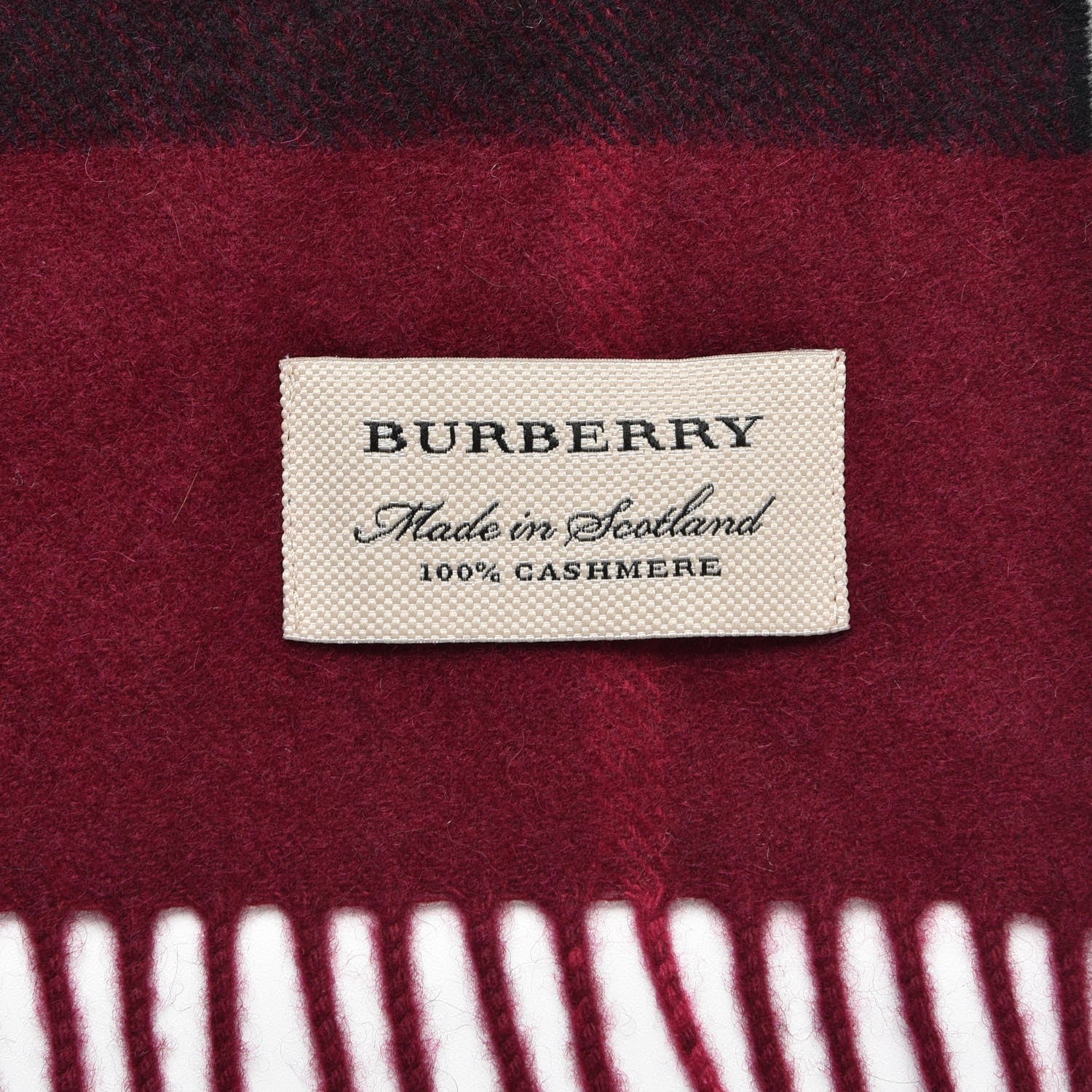 Burberry Cashmere Giant Check Fringe Scarf Plum 4 of 5