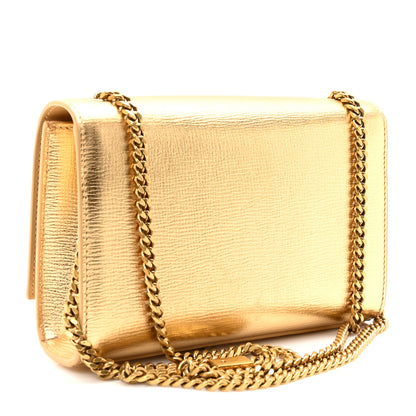 Saint Laurent Metallic Calfskin Small Classic Monogram Kate Tassel Satchel Gold 3 of 10