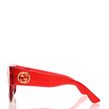 Gucci Acetate Glitter Round Frame Sunglasses GG0142SA Red 4 of 8