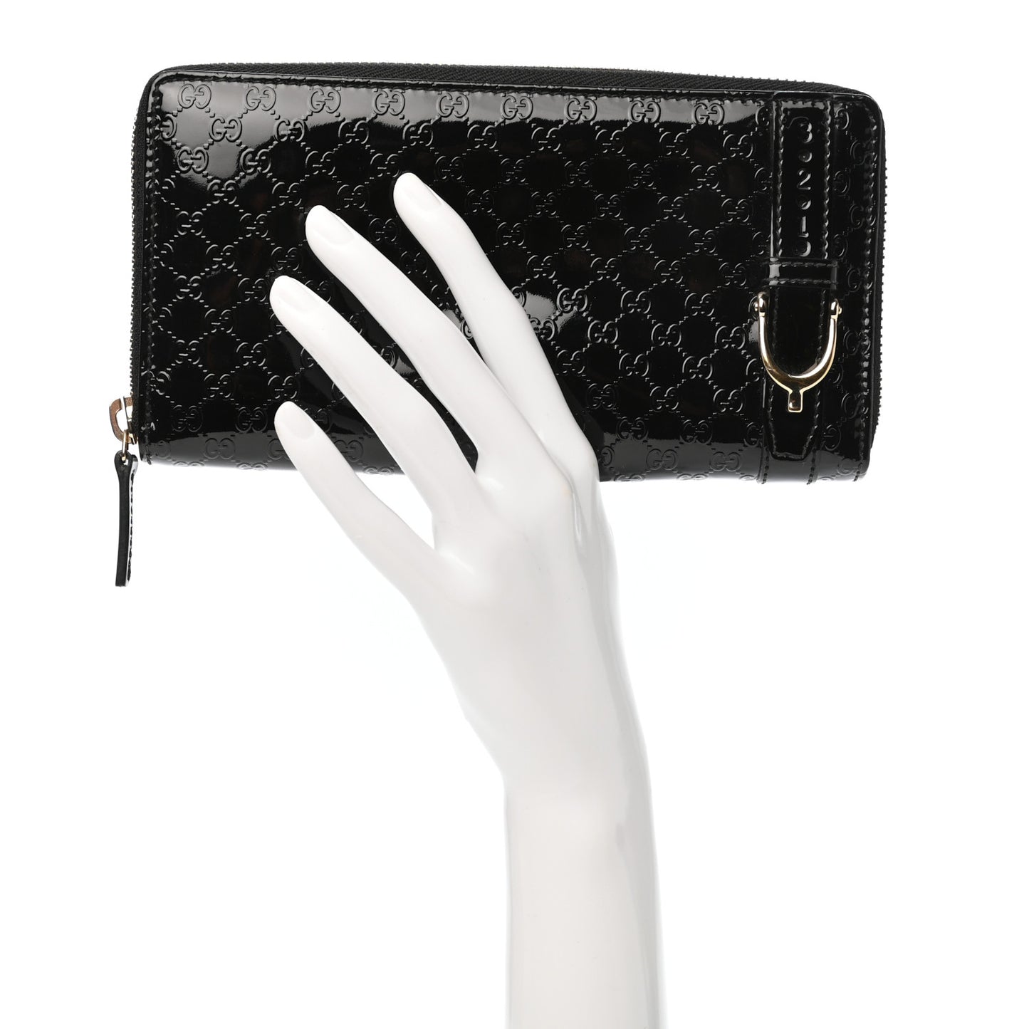 Patent Microguccissima Nice Zip Around Wallet Black