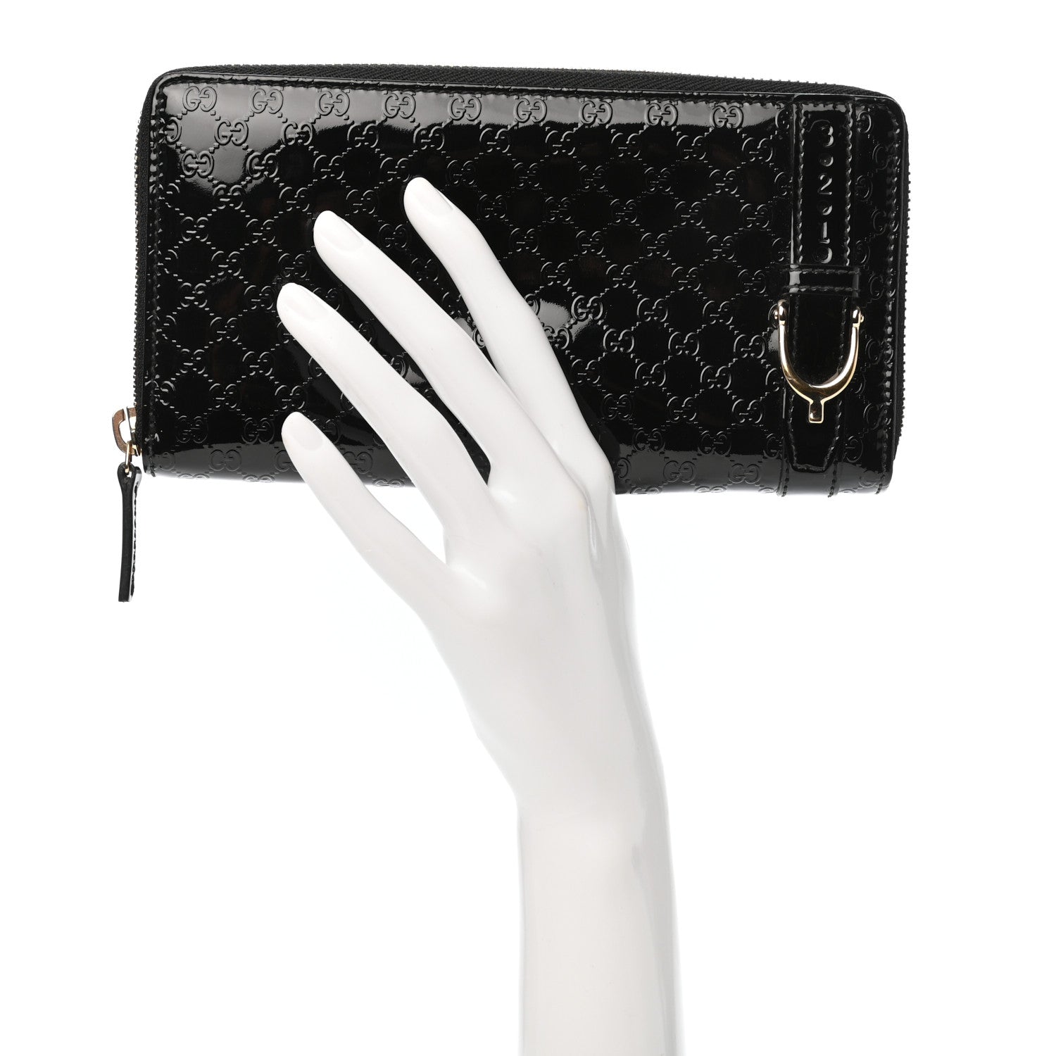 Gucci Patent Microguccissima Nice Zip Around Wallet Black 2 of 8