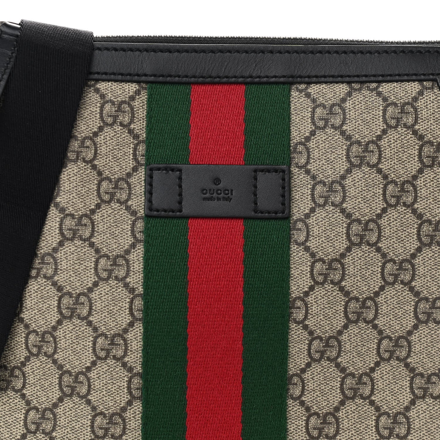 Gucci GG Supreme Monogram Web Messenger Bag Black 7 of 9