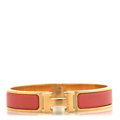 Hermes Enamel Narrow Clic Clac H Bracelet GM Rose Patch 1 of 4