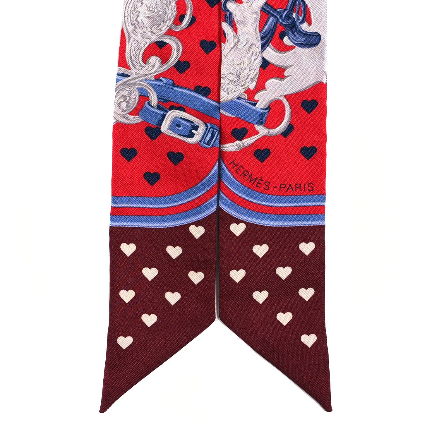 Hermes Silk Brides de Gala Love Twilly Rouge Bleu Bordeaux 2 of 5