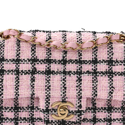 Chanel Tweed Quilted Small Double Flap Pink Black 8 of 12
