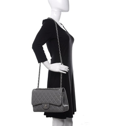 Chanel Caviar Quilted Jumbo Double Flap Grey 2 of 10