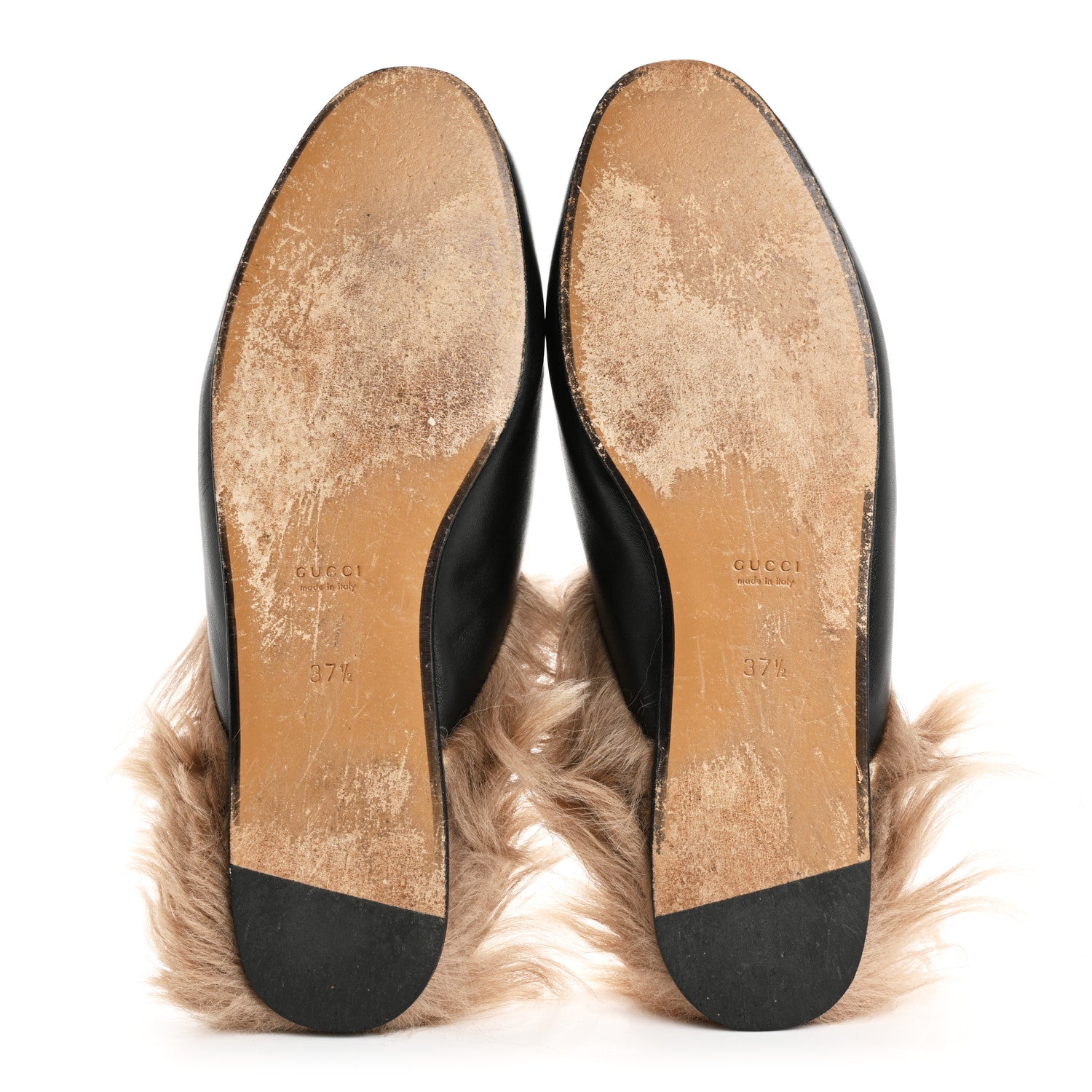 Gucci Calfskin Fur Womens Princetown Slippers 37.5 Black 6 of 10