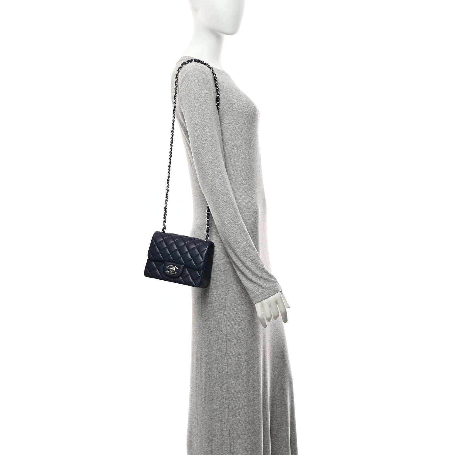Chanel Lambskin Quilted Mini Square Flap Navy 2 of 10