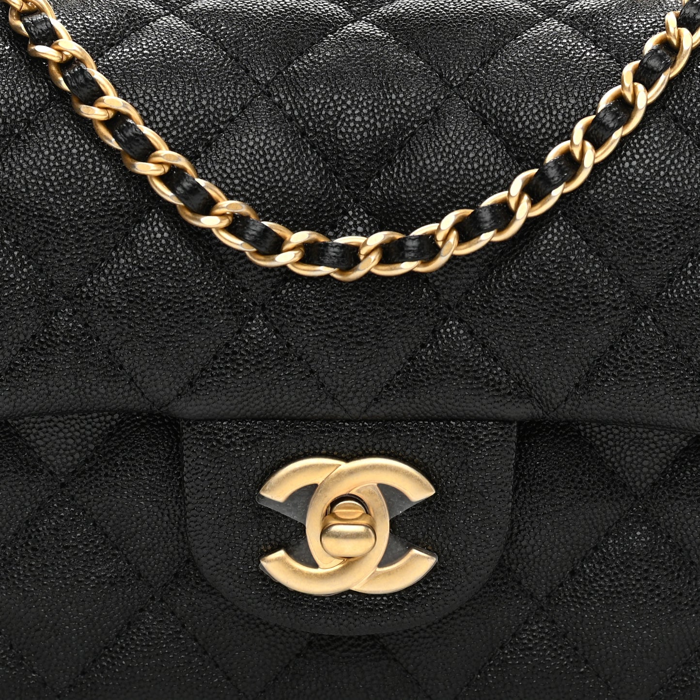 Caviar Quilted Mini Top Handle Rectangular Flap Black