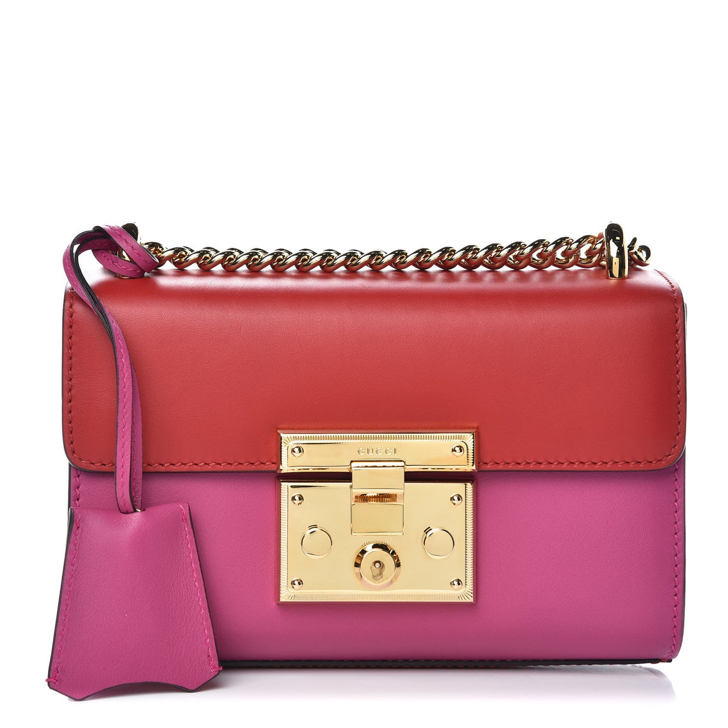Calfskin Small Padlock Shoulder Bag New Rosette Hibiscus Red