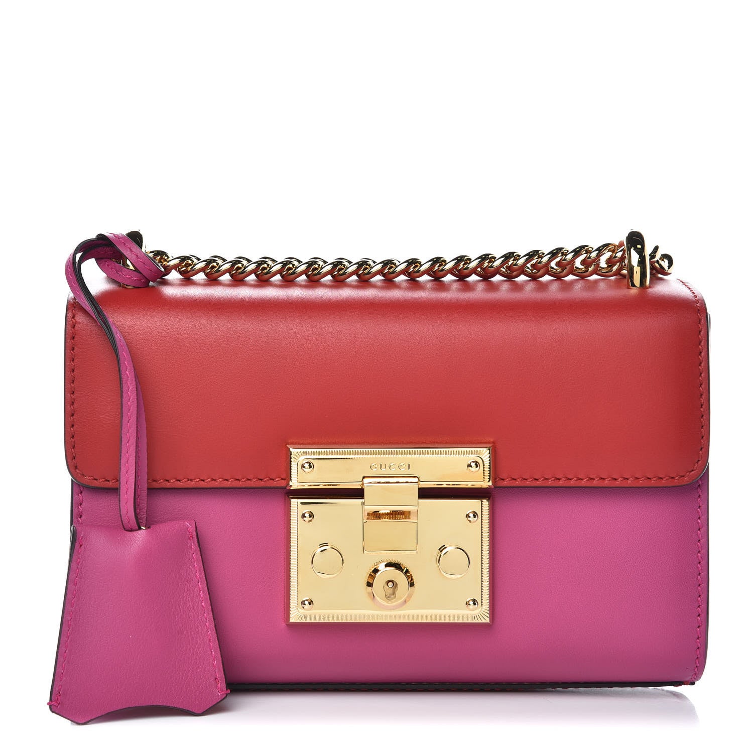 Gucci Calfskin Small Padlock Shoulder Bag New Rosette Hibiscus Red 1 of 9
