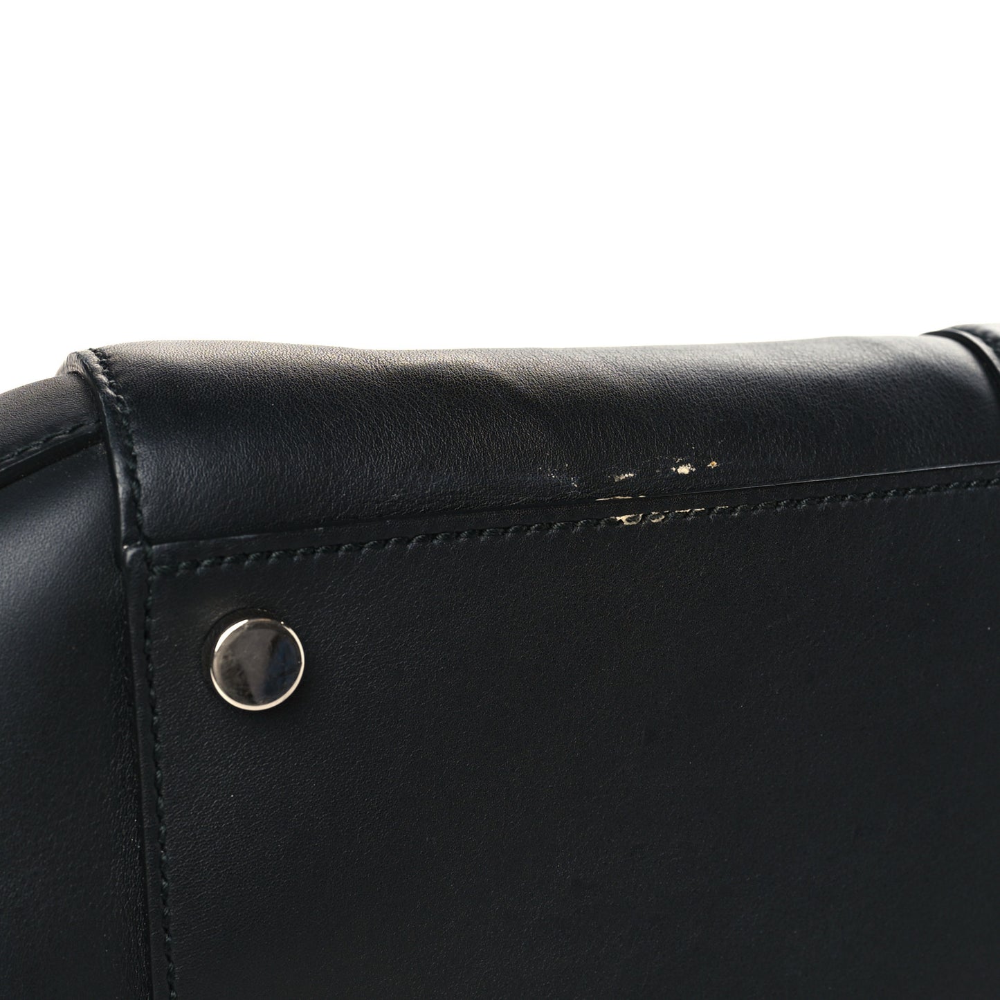 Calfskin Lady Bamboo Top Handle Bag Black